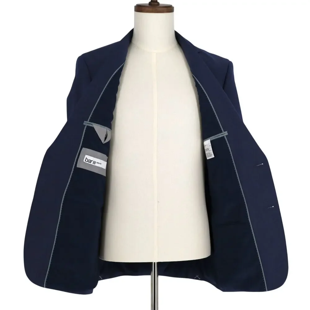 Bar III Men's Solid Blue Wool-Blend Slim Wrinkle-Resistant Suit Jacket Size 38R